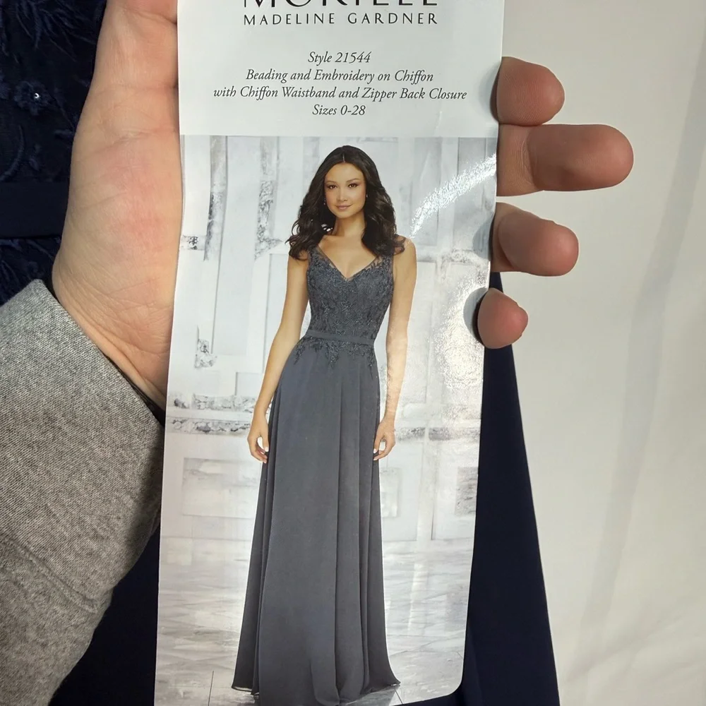 Morilee Madeline Gardner Bridesmaid Dress Style 21544 Navy Size 18 NWT - Picture 7 of 8